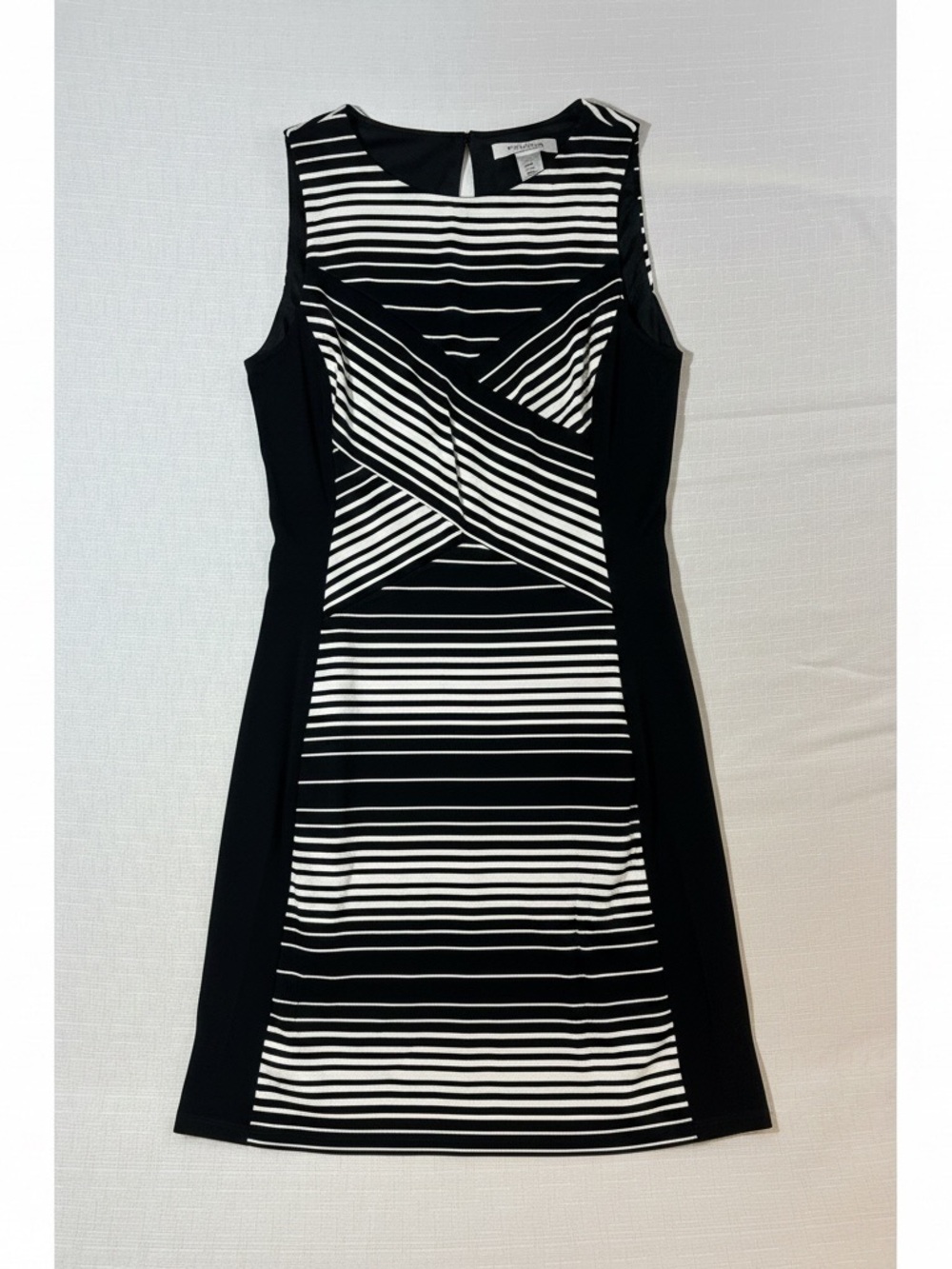 White House Black Market Black and White Striped Sheath Dress Bodycon Cute